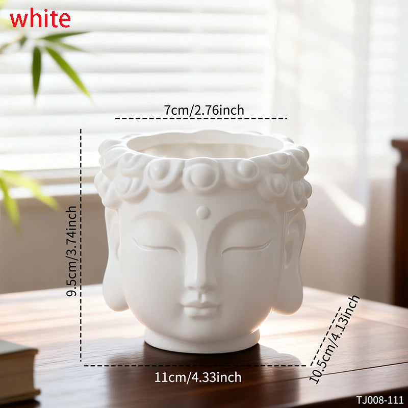 Meditation Face Resin Planter Pot