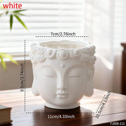 Meditation Face Resin Planter Pot