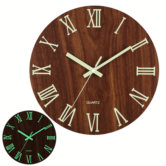 Wooden Glow-in-the-Dark Wall Clock