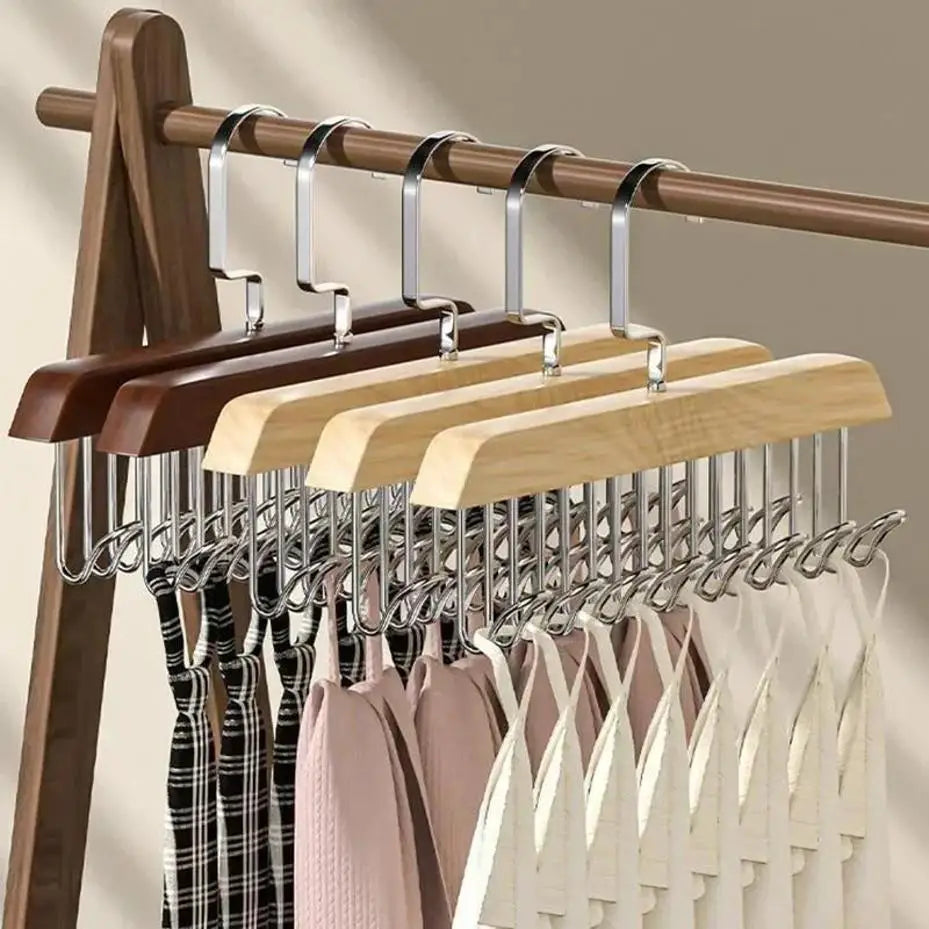 Solid Wood 8-Hook Multi-Purpose Clothes & Accessory Hanger