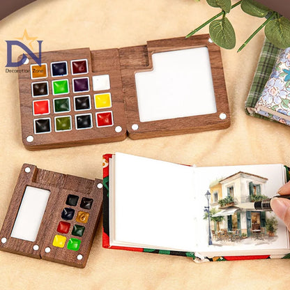 Walnut Wood Watercolor Palette