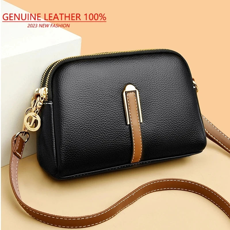 Women’s Genuine Cowhide Leather Crossbody Messenger Bag