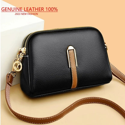 Women’s Genuine Cowhide Leather Crossbody Messenger Bag