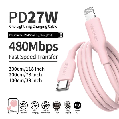 Silicone USB-C to Lightning Cable
