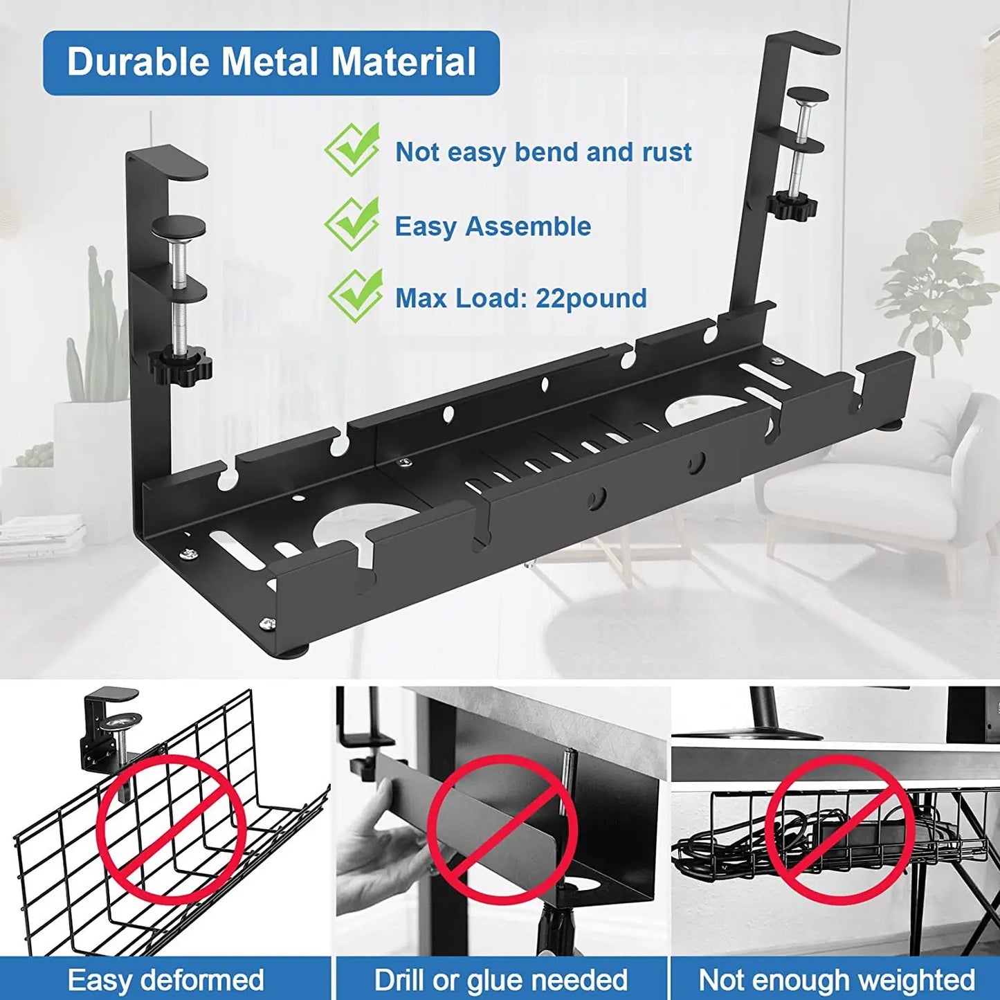 Under Desk Cable Management Tray