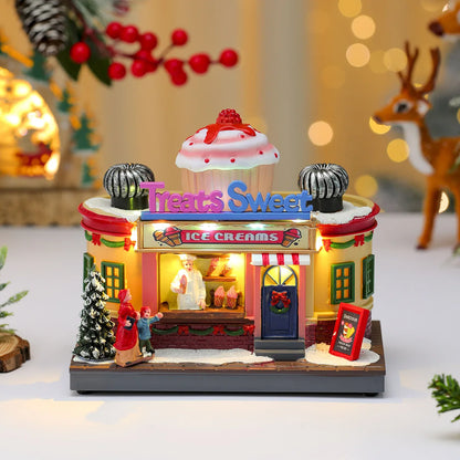Rotating Light-Up Christmas Shop Music Box