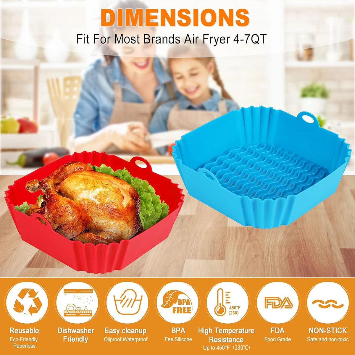Reusable Silicone Air Fryer Basket Liner