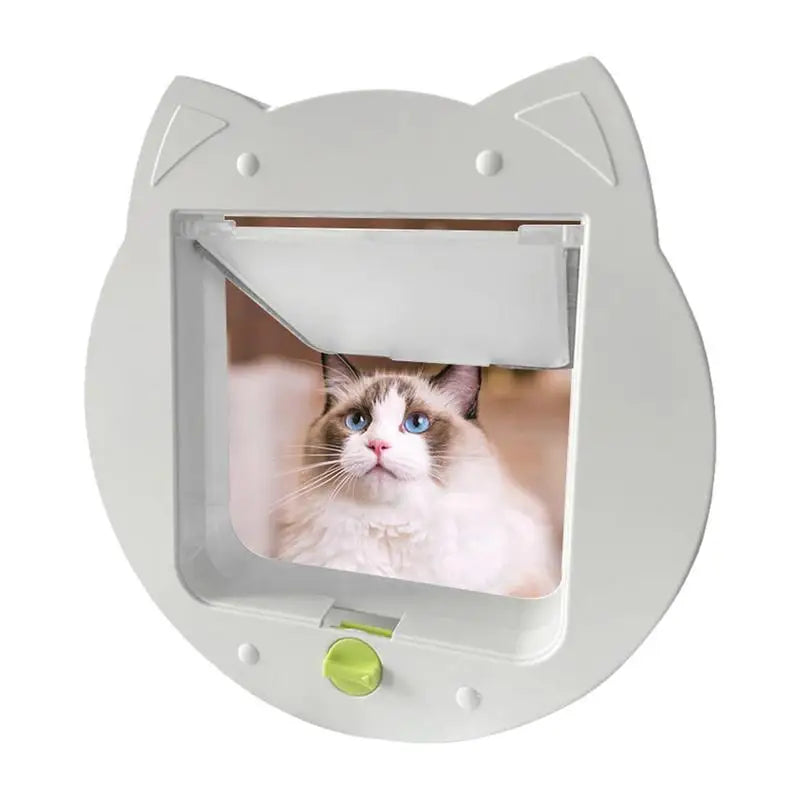 4-Way Locking Cat Door – Interior Pet Flap with Cat-Shaped Design