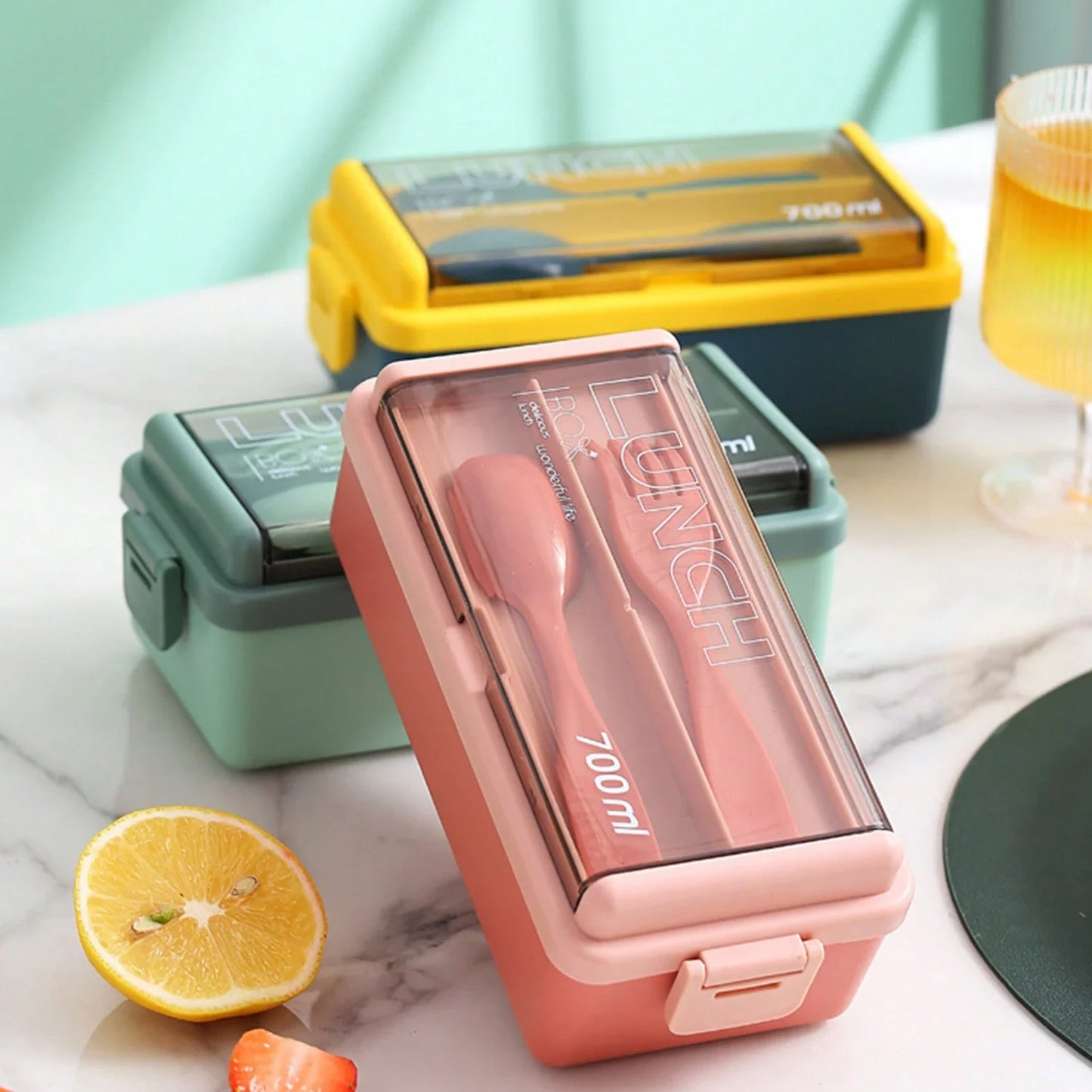 Portable Leak-Proof Lunch Box with Spoon & Fork