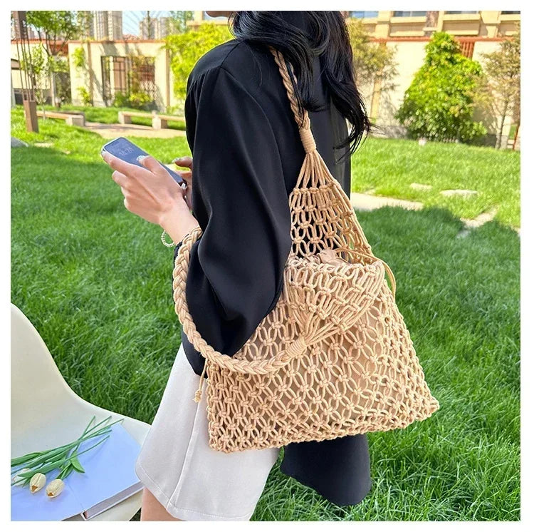 Handwoven Mesh Summer Tote Bag