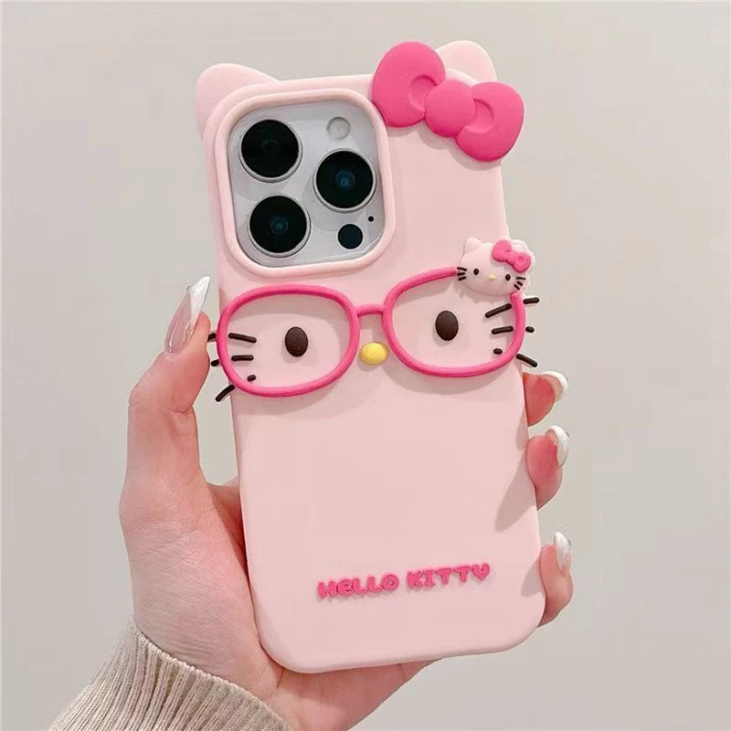 3D Cartoon Cat Silicone Phone Case for iPhone