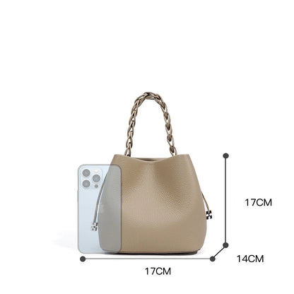 Genuine Leather Bucket Shoulder Bag