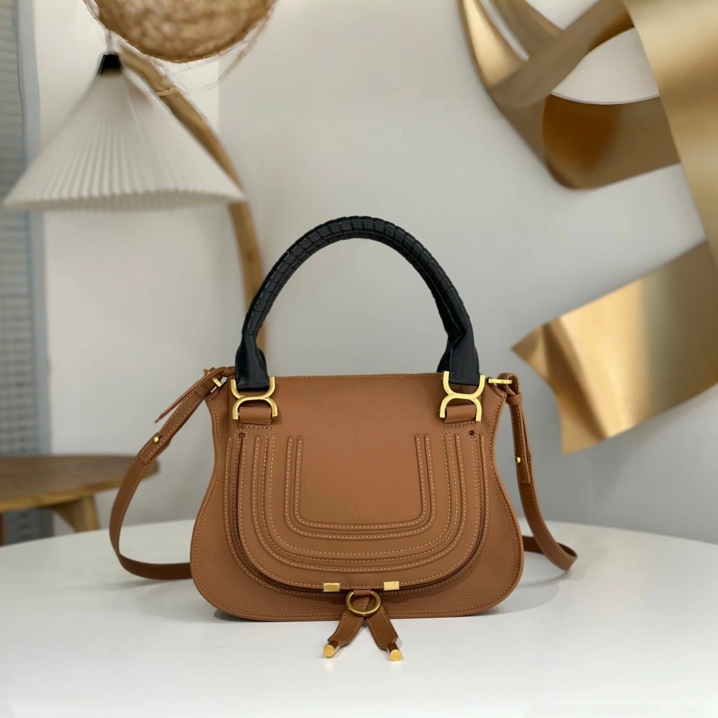 Vintage Genuine Leather Saddle Crossbody Bag for Women