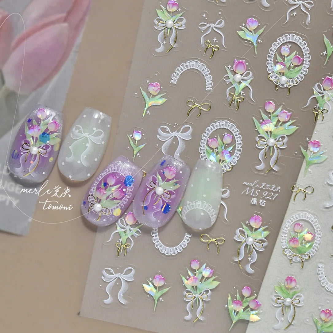 5D Cherry Blossom Nail Art Stickers