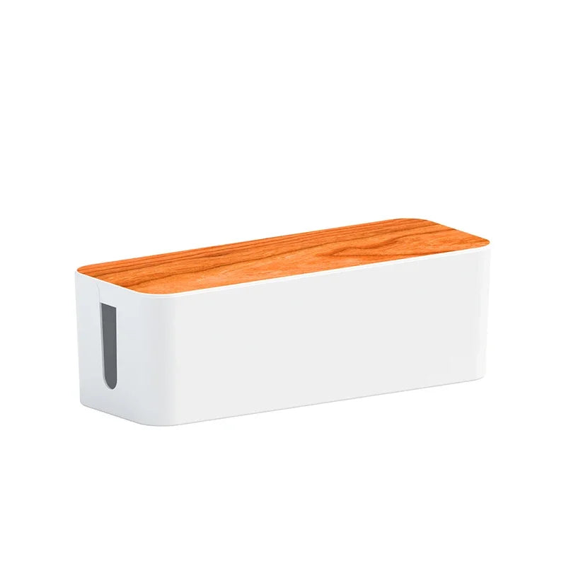 Cable Management Box with Bamboo-Style Lid
