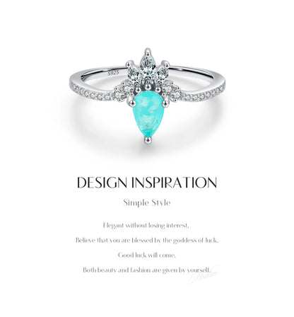 Paraiba Tourmaline Sterling Silver Crown Ring
