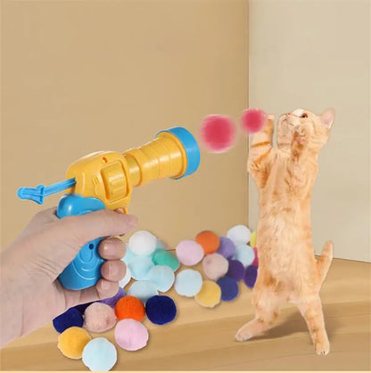 Cat Plush Toy Launcher Gun with Ball