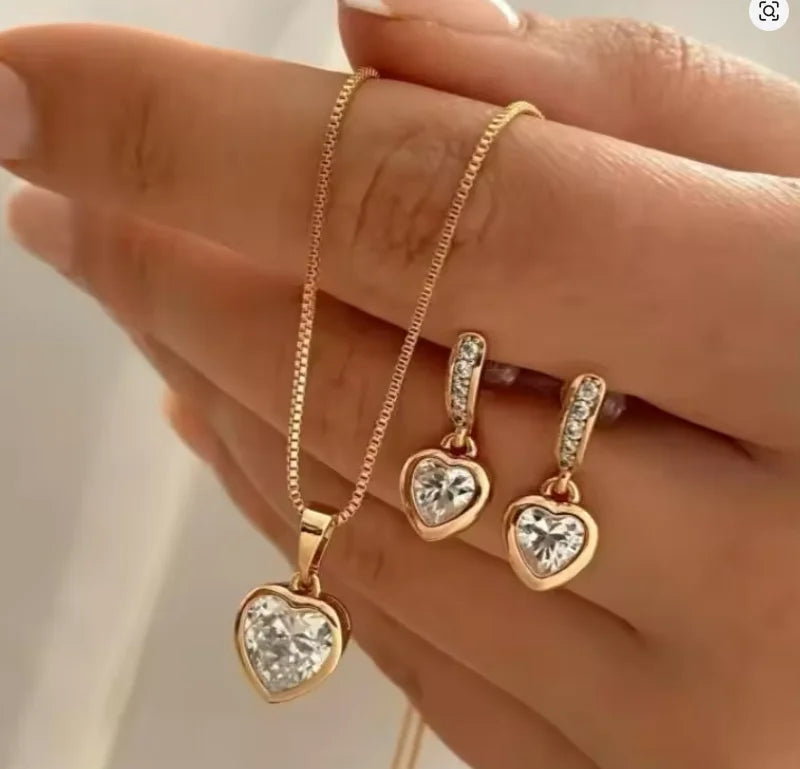 Pearl Necklace & Dangle Earrings Set