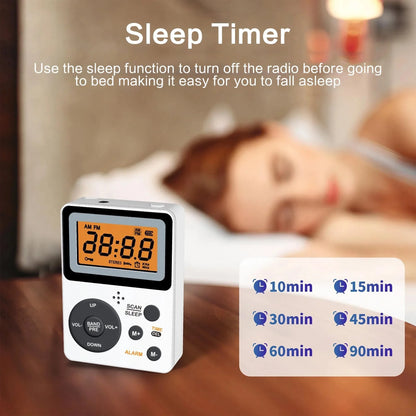 Portable AM/FM Pocket Radio with LCD Display