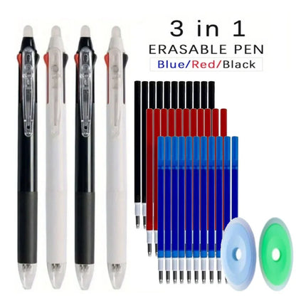 3 in 1 Multicolor Pen Set 0.5mm Black/Blue/Red Magic Ink Refill