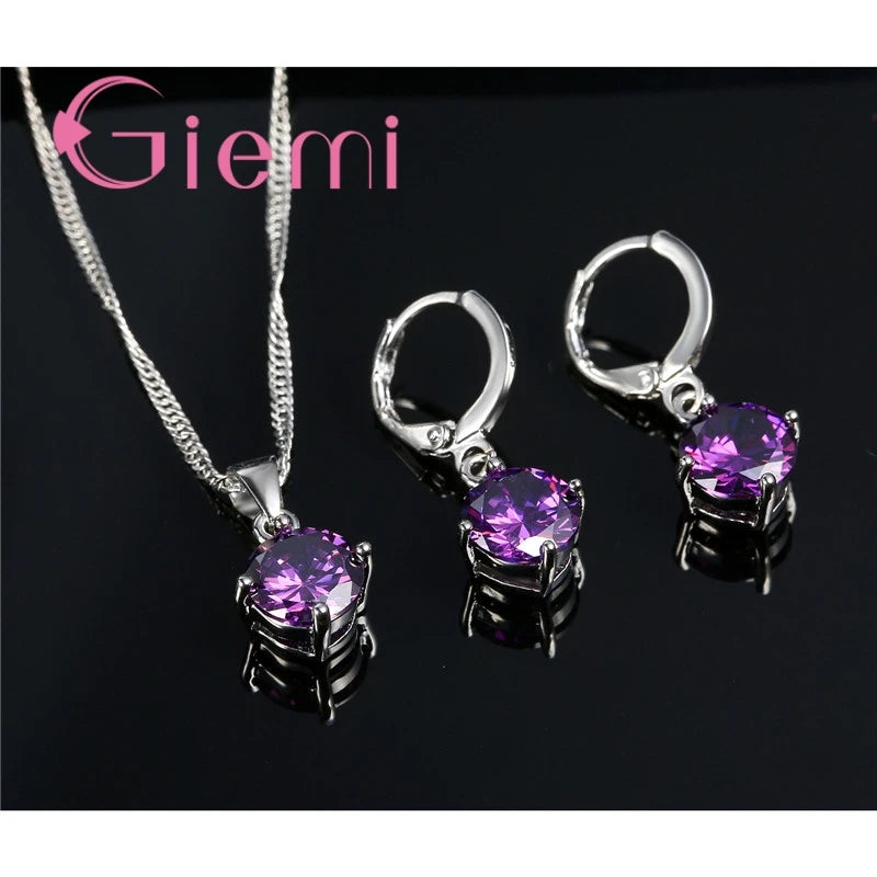 925 Sterling Silver Pendant Necklace Earrings