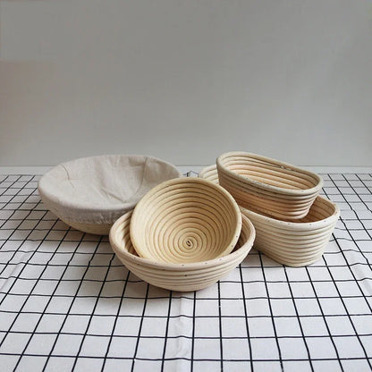 Oval Rattan Banneton Proofing Basket for Sourdough Bread with Washable Linen Liner