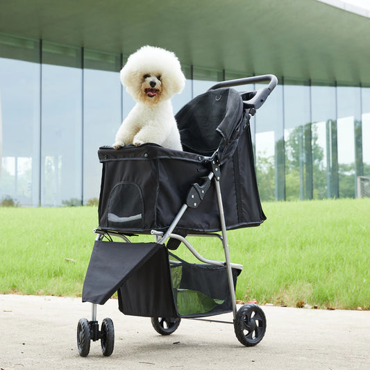 3-Wheel Foldable Pet Stroller for Dogs & Cats