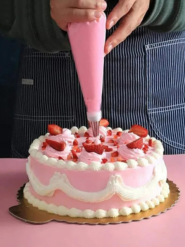 Cake Decorating Kit with Piping Bags, Stainless Steel Tips & Couplers
