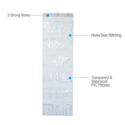Wall-Mounted Shoe Organizer with 24 Pockets