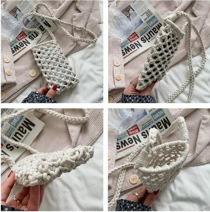 Women’s Woven Crochet Crossbody Phone Bag