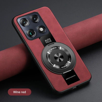 Luxury Magnetic Leather Phone Case with Rotating Ring Stand