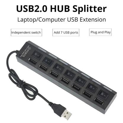 7-Port USB 2.0 Hub with Individual Power Switches