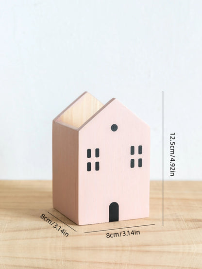 Wooden House Pen Holder & Desktop Organizer