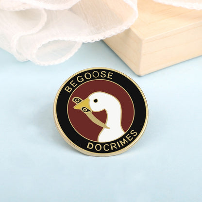 Funny White Goose Brooches Shirt Lapel Pin