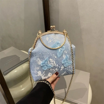 Embroidered Evening Shoulder Bag