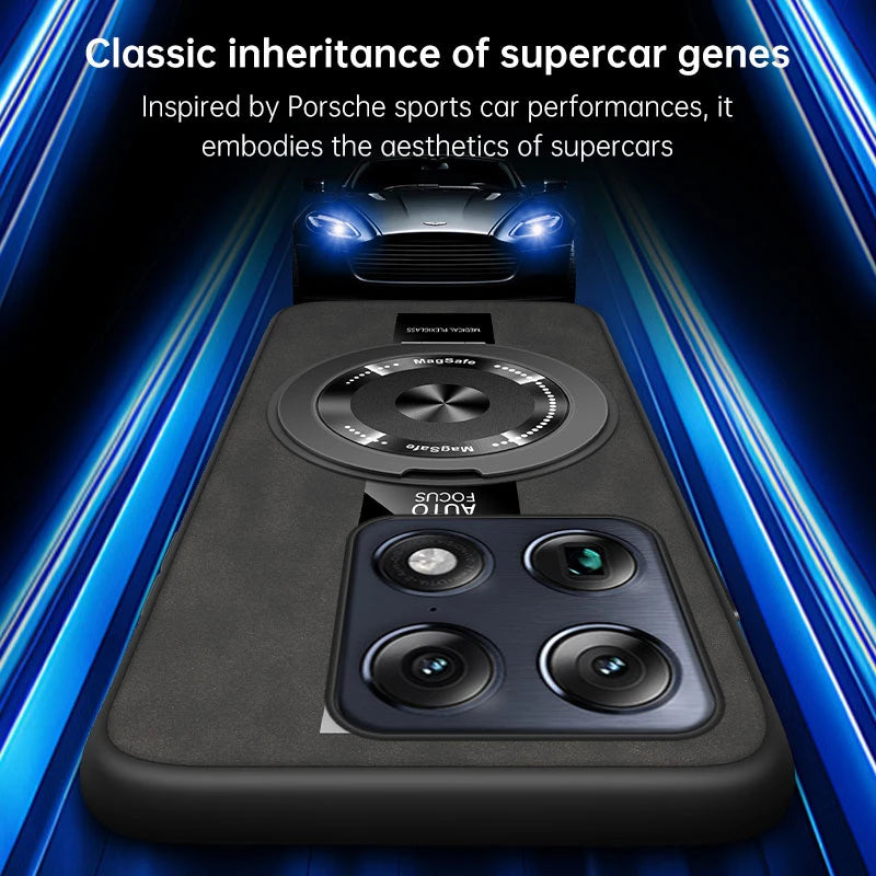 Luxury Magnetic Leather Phone Case with Rotating Ring Stand