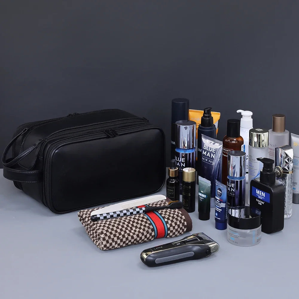 Travel PU Leather Toiletry Organizer Bag