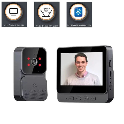 Smart Wireless Video Doorbell with 4.3” Indoor Display & Night Vision