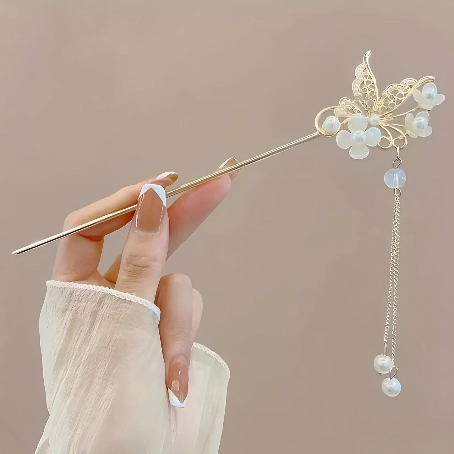 Chinese Style Floral Tassel Hair Stick
