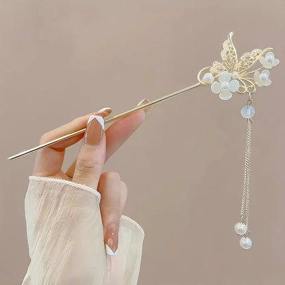 Chinese Style Floral Tassel Hair Stick