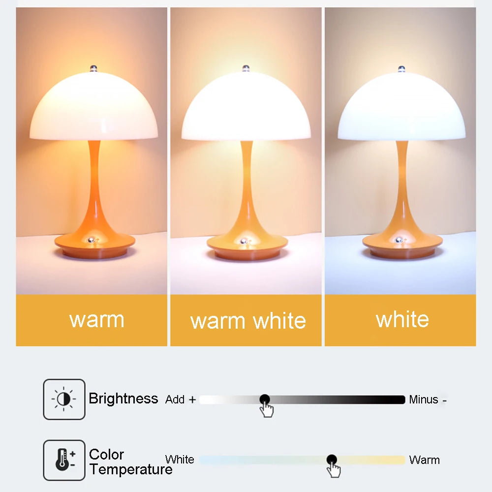 LED Mushroom Rechargeable Desk Lamp