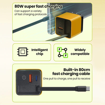 Elough 80W GaN Fast Charger with Multi-Port Cable
