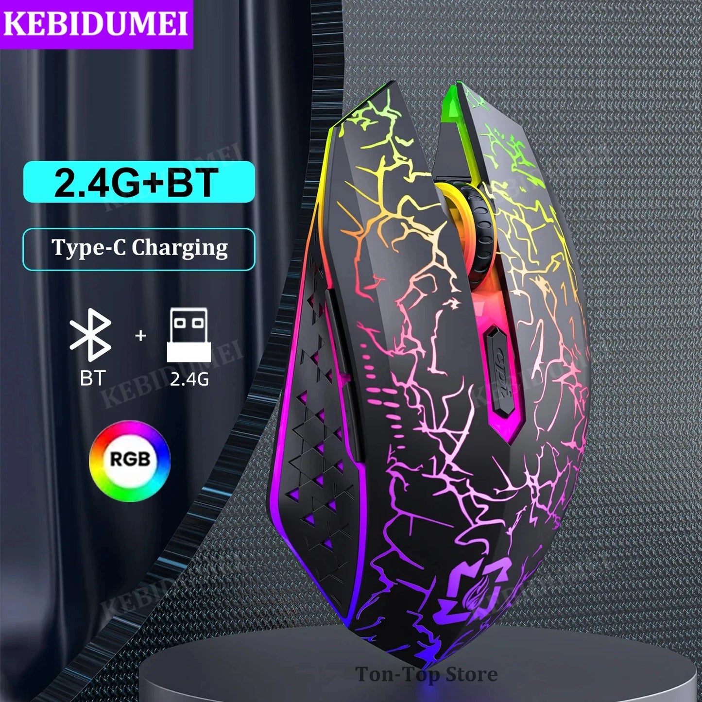 Silent RGB Wireless Gaming Mouse with Type-C Charging