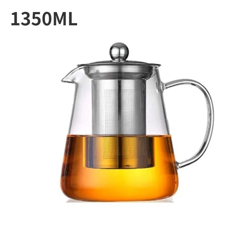 Heat-Resistant Borosilicate Glass Teapot with Stainless Steel Infuser