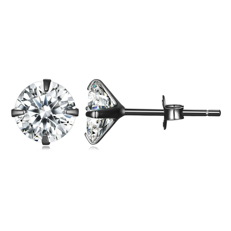 Stud Earrings 925 Sterling Silver Round Cubic Zirconia Earrings