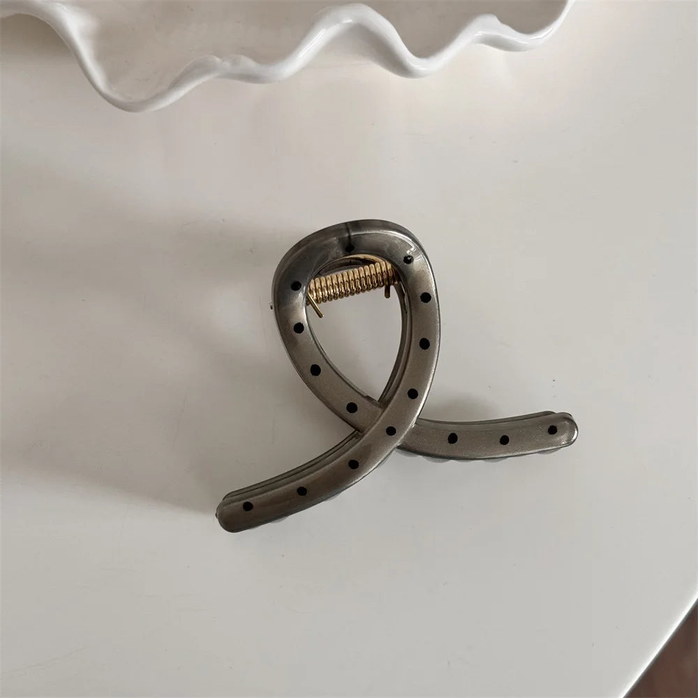 Large Black Wave Dot Hair Claw Clip