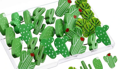 Decorative Wooden Flamingo & Cactus Push Pins