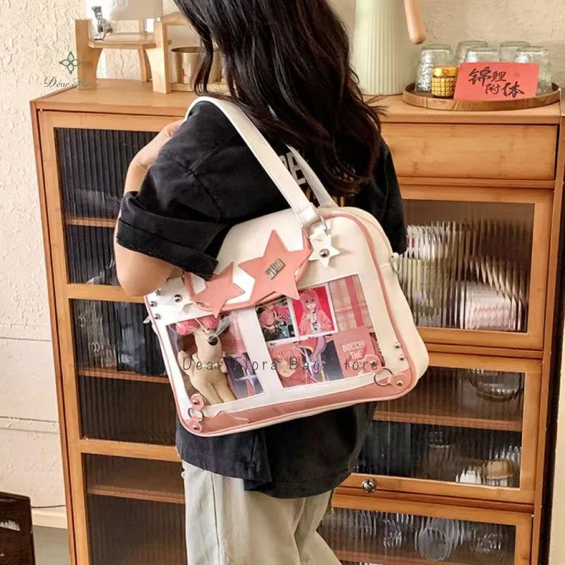 Transparent DIY Ita Shoulder Bag for Pins & Collectibles