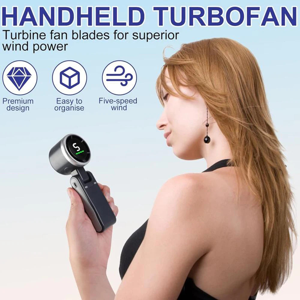 Portable 3-in-1 Turbo Handheld Fan with Digital Display