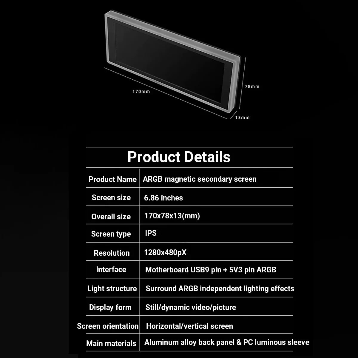 Smart 6.86” Secondary Display for PC Case